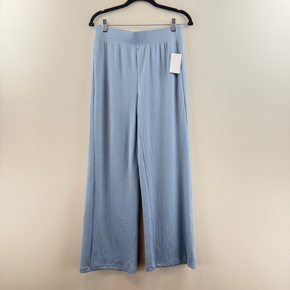 Yogalicious Serpent Rib Moonlit Pant Womens XS Blue Coastal Ribbed Wide Leg